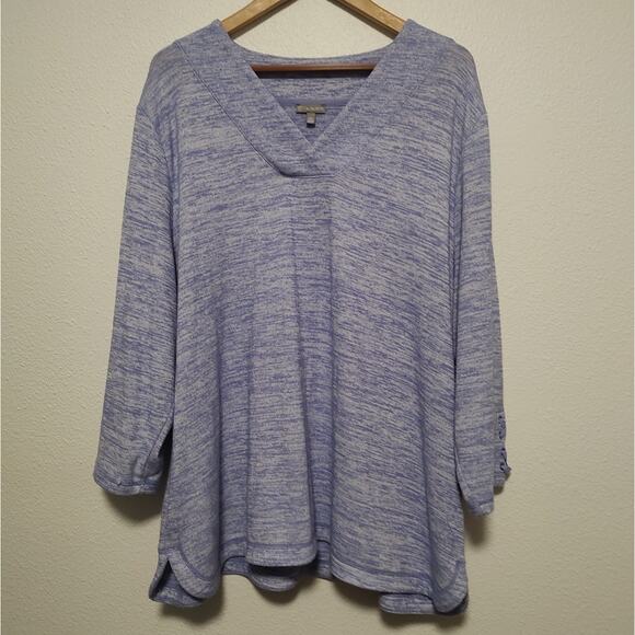 T by Talbot's Purple Heather V-Neck 3/4 Sleeve Sweatshirt Size 3X - Picture 1 of 9